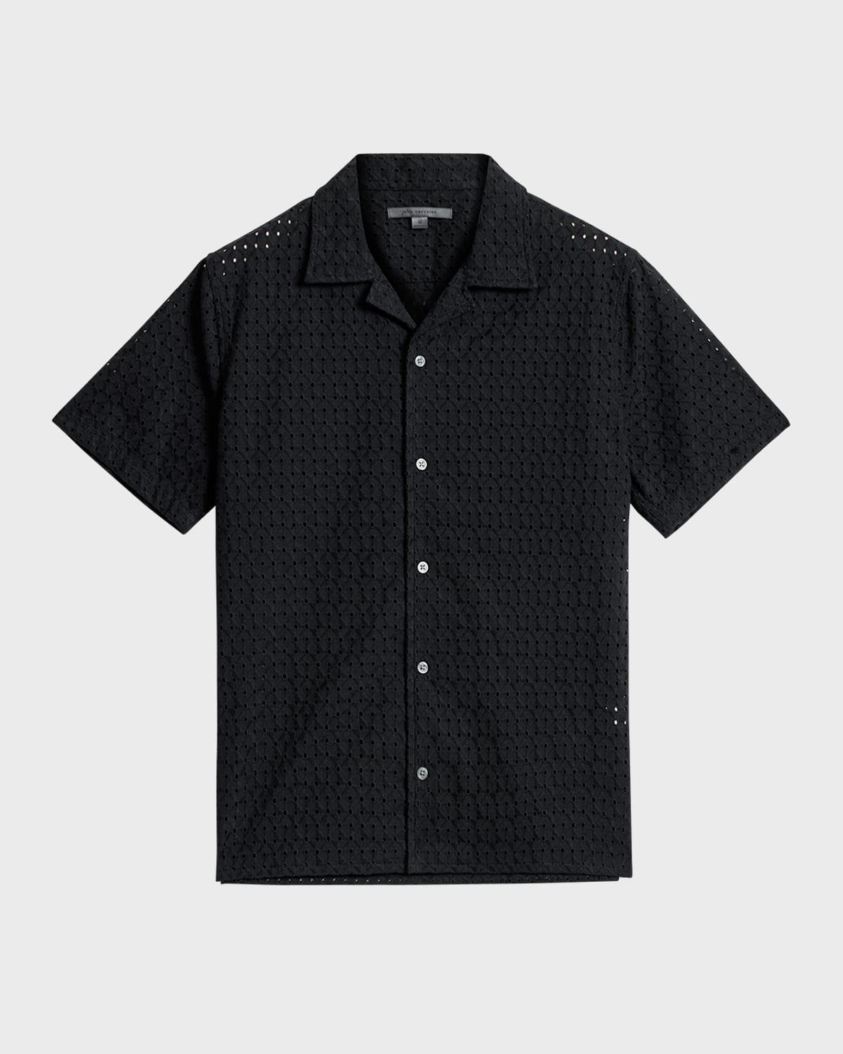 Men's Embroidered Eyelet Camp Shirt Product Image