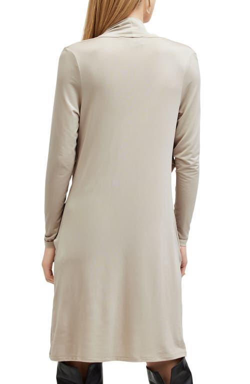 Amei Draped Long Sleeve Minidress In Ecru Beige Product Image