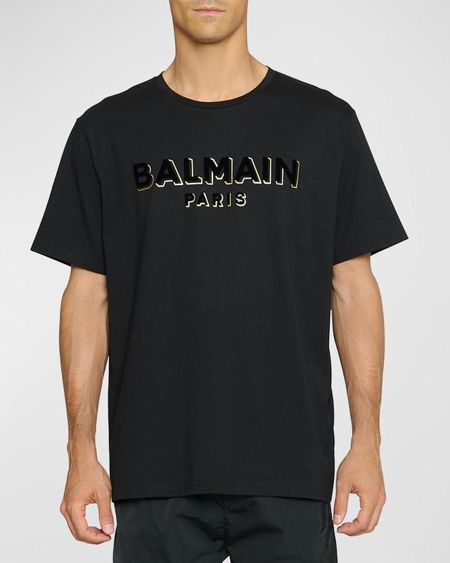 Balmain Flock & Foil Logo Cotton Graphic Tee Product Image