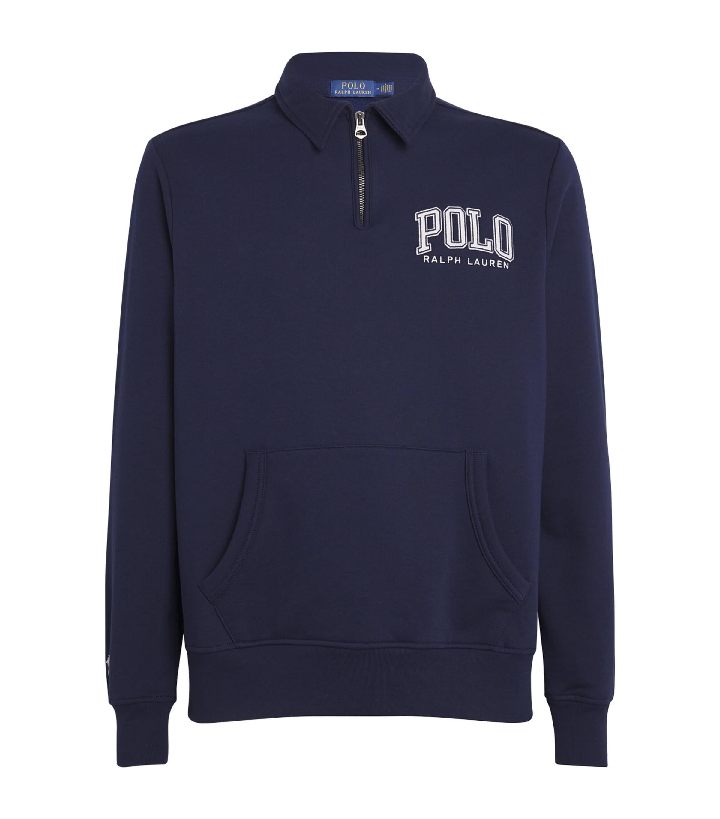 POLO RALPH LAUREN Logo Quarter-zip Sweatshirt In Navy Product Image