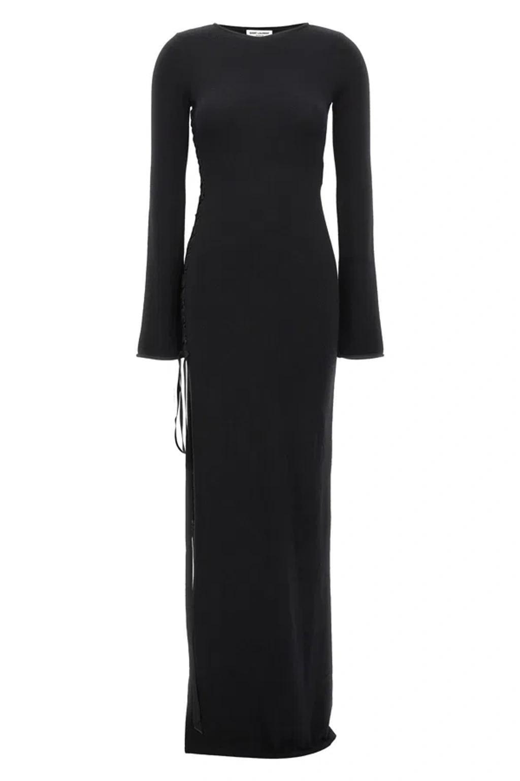 SAINT LAURENT Long Wool Dress Dresses In Black Product Image