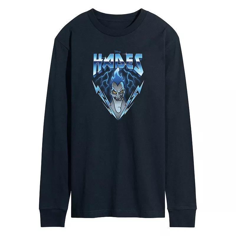 Disney Villains Hades Mens Rock Long Sleeve Graphic Tee Blue Product Image