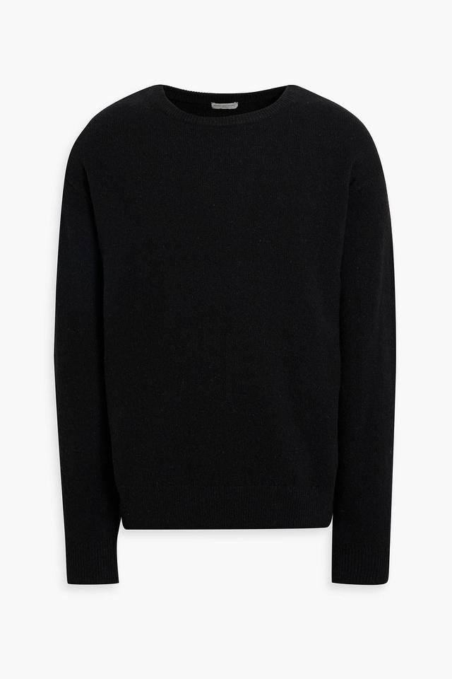 Brushed Wool And Cashmere-blend Sweater In Black Product Image