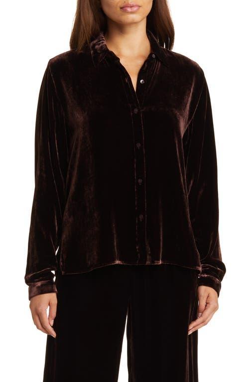 Eileen Fisher Classic Collar Easy Velvet Button-Up Shirt Product Image