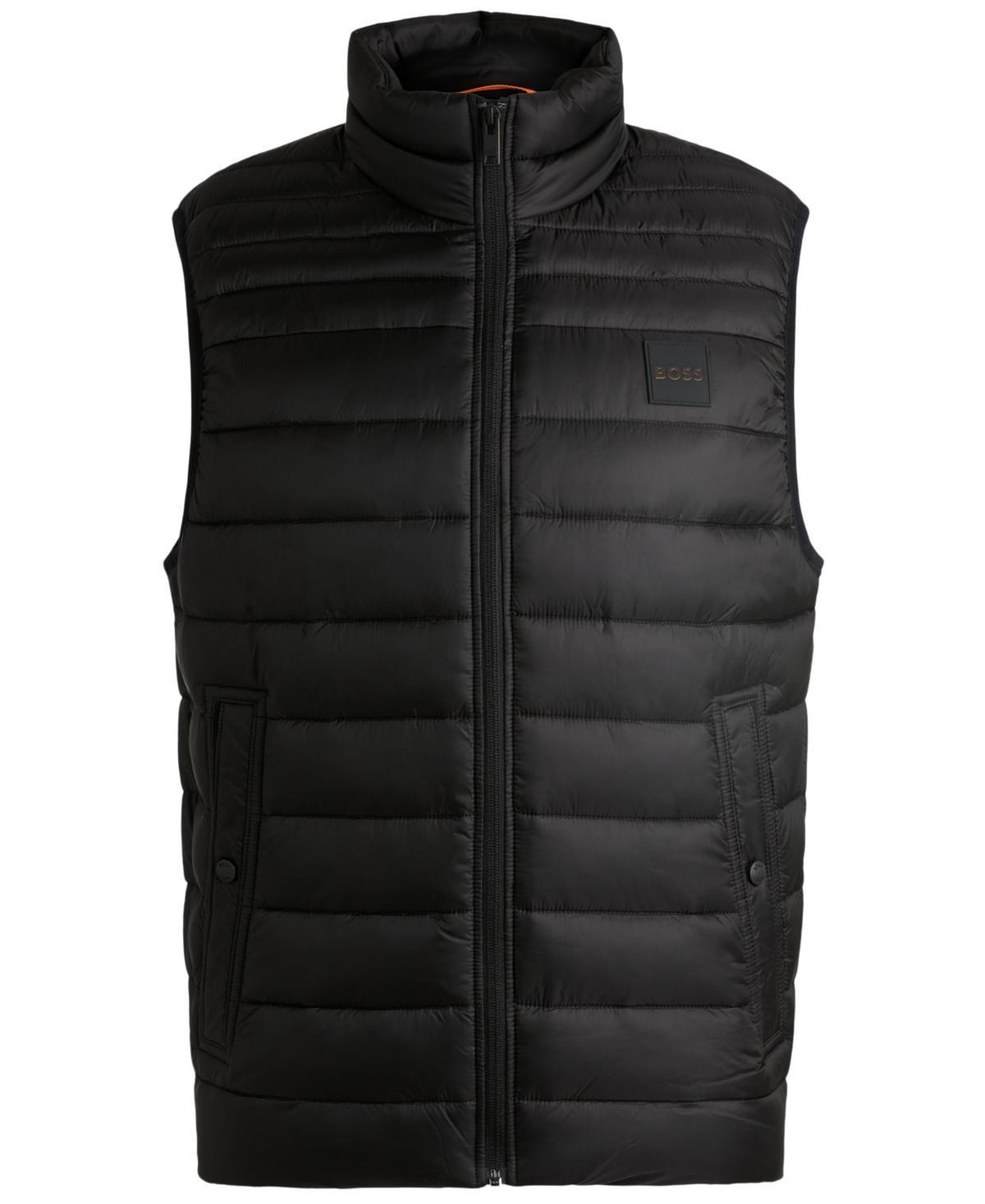 Boss By  Men's Logo Patch Water-repellent Slim-fit Gilet Jacket In Black Product Image