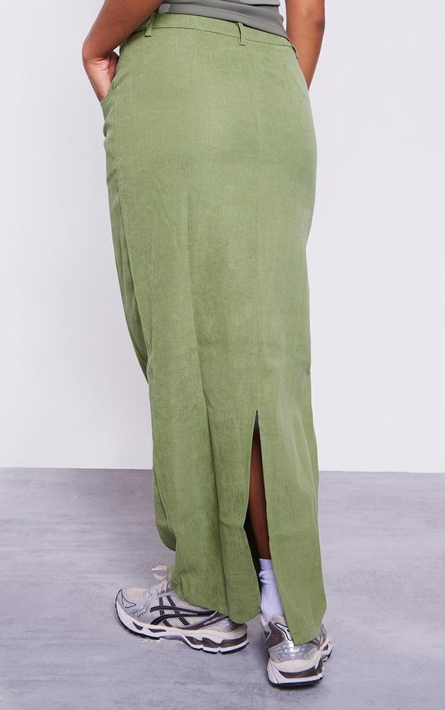 Sage Soft Twill Blend Split Back Maxi Skirt Product Image