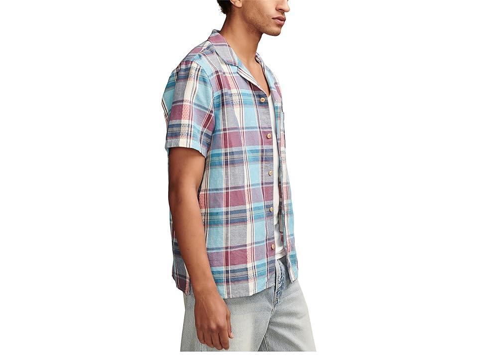 Lucky Brand Plaid Linen Camp Shirt Red) Men's Jacket Product Image