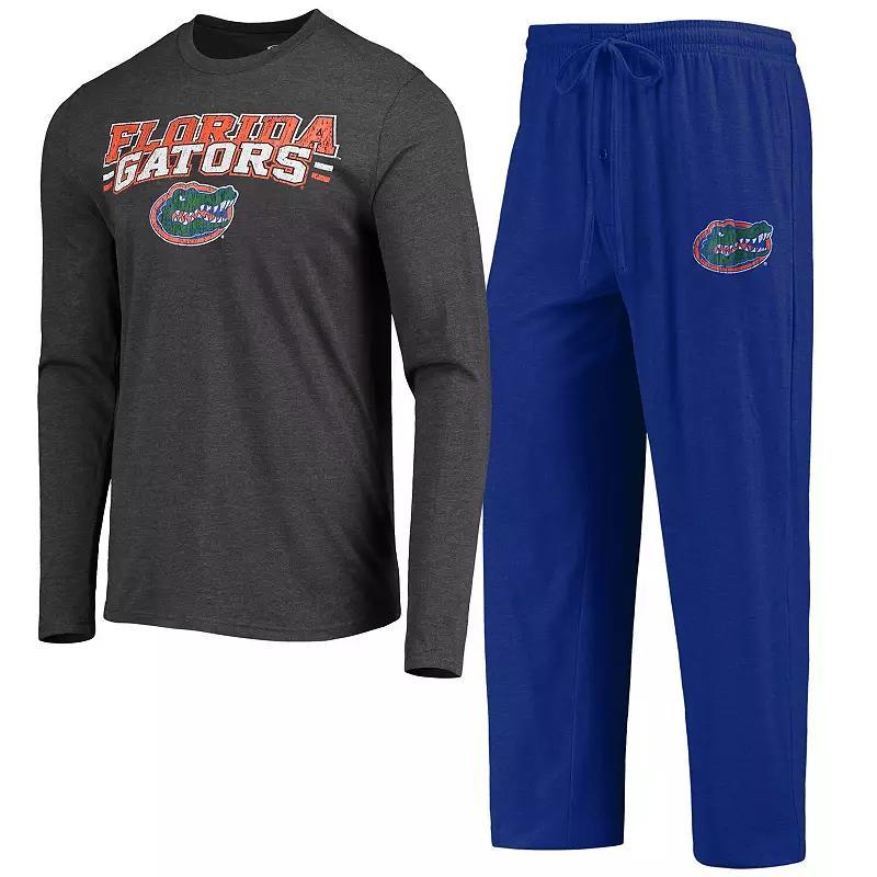 Mens Concepts Sport Royal/Heathered Charcoal Florida Gators Meter Long Sleeve T-Shirt & Pants Sleep Set Blue Product Image