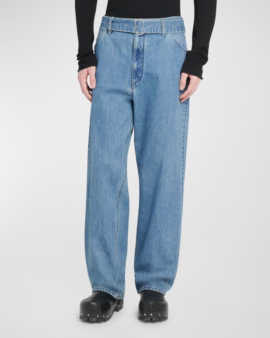 Men's Belted Denim Trousers Product Image