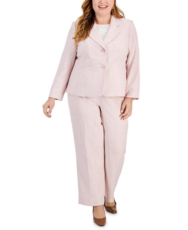 Le Suit Plus Size Button-Front Side-Zip Pantsuit Product Image