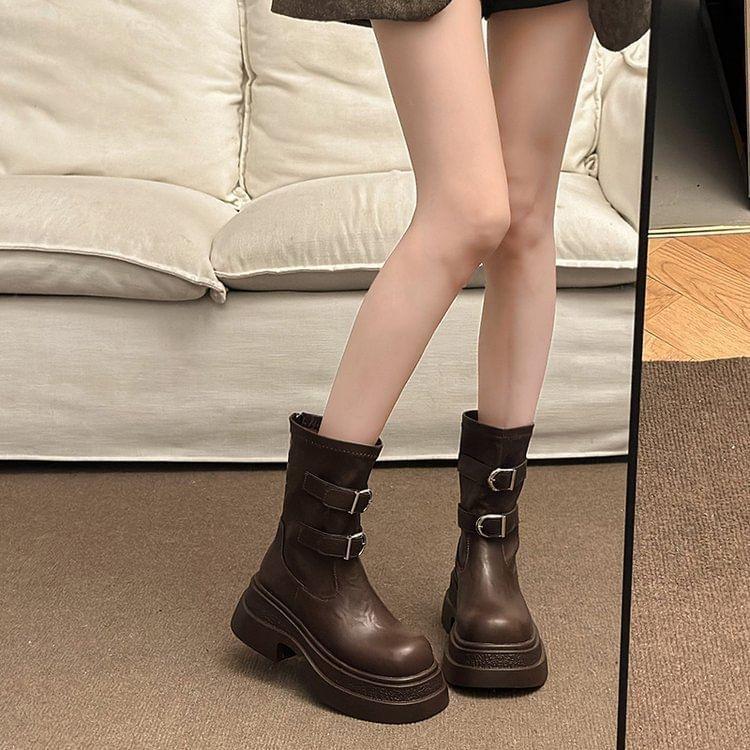 Platform Buckled Short Boots product image