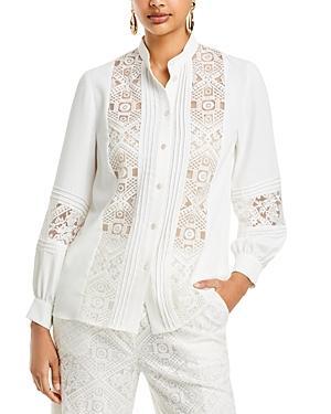 Misook Crepe de Chine Lace Detail Blouse Product Image