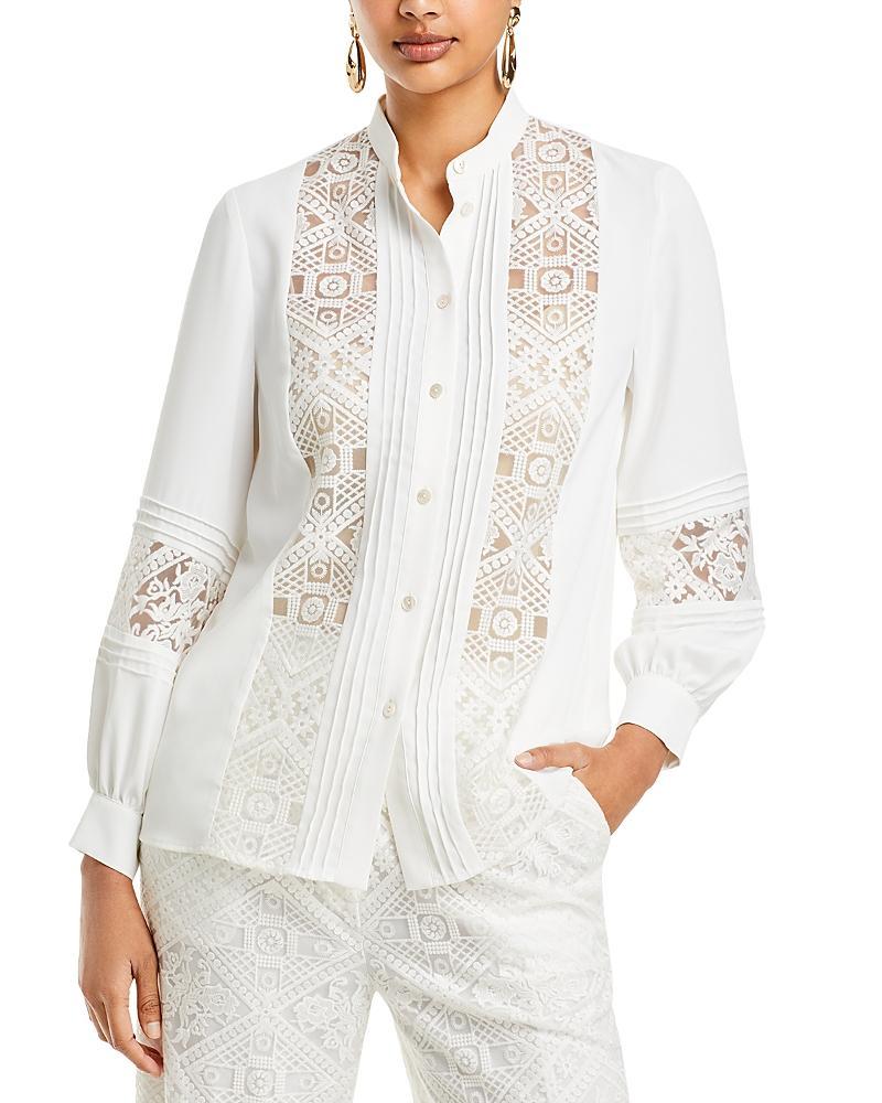 Misook Crepe de Chine Lace Detail Blouse Product Image