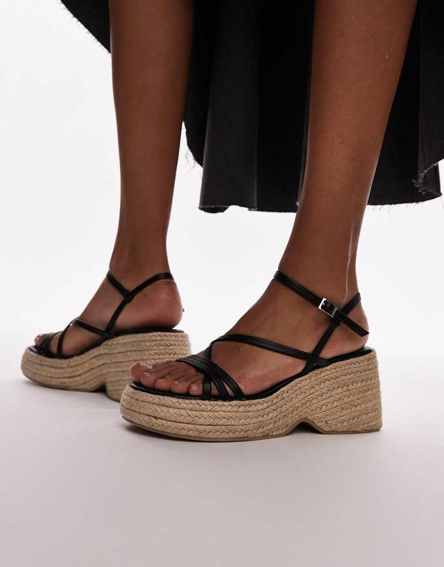 Topshop Jess espadrille wedges in black Product Image