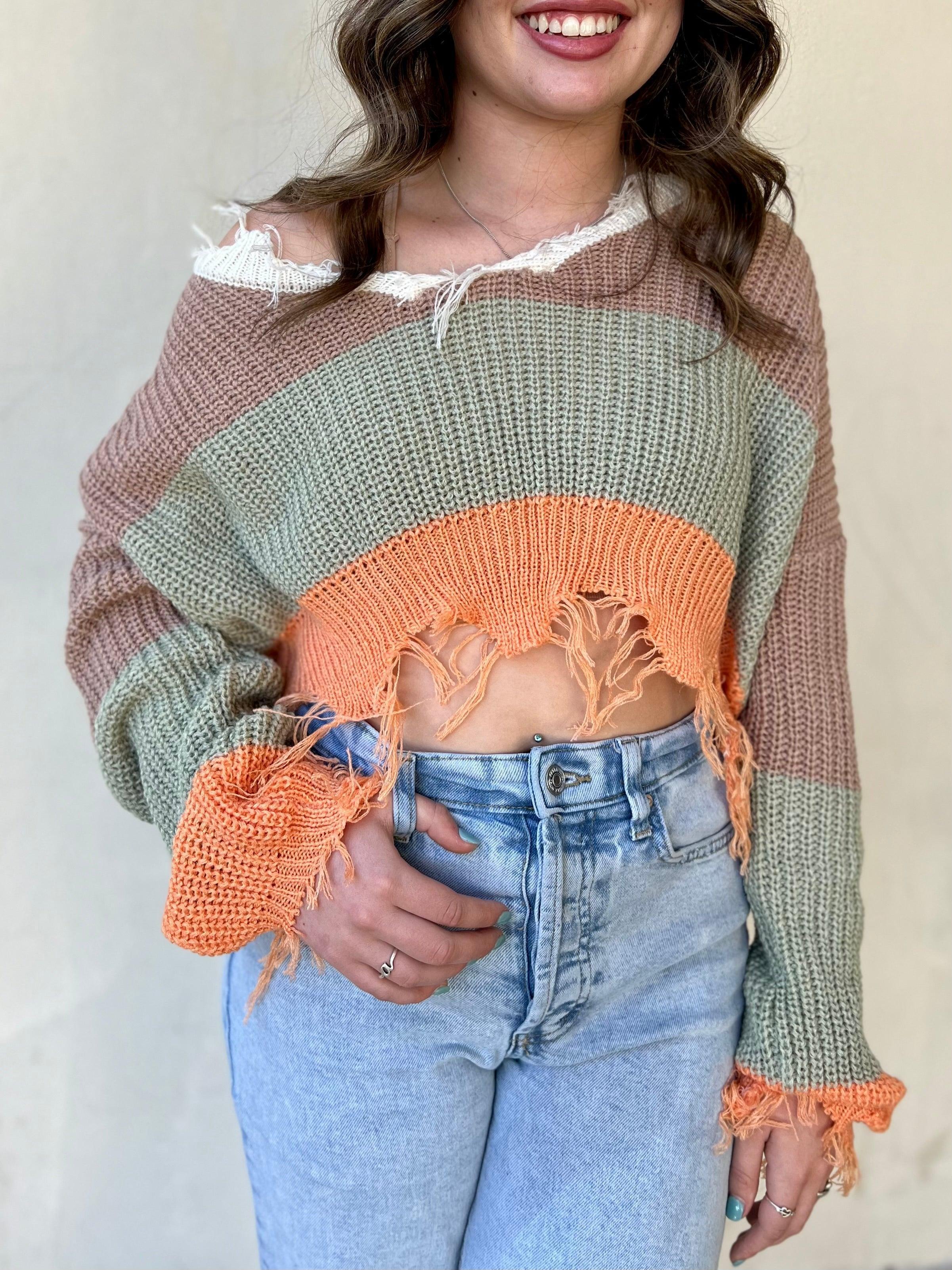 Falling And Frayed Cropped Sweater* Product Image