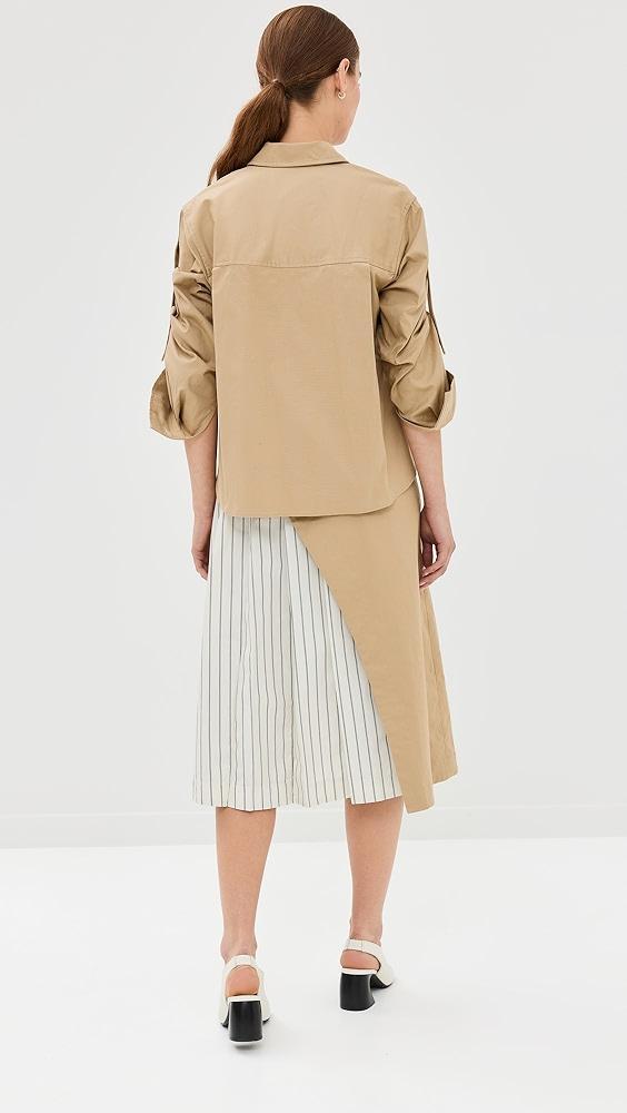 3.1 Phillip Lim Wrap Shirt Dress With Pleated Poplin Combo | Shopbop Product Image