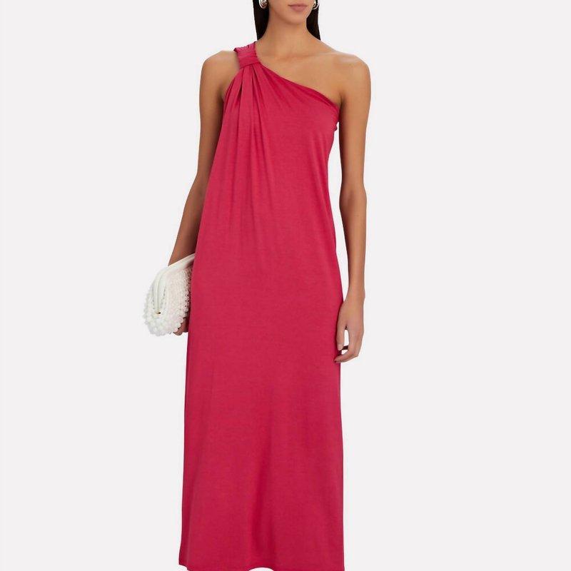 One-shoulder Maxi Dress In Fuschia Pink Product Image