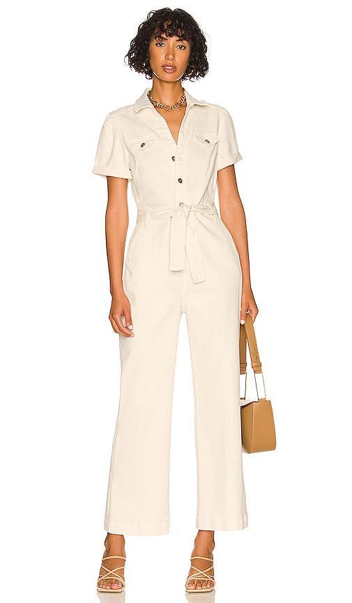 PAIGE Anessa Short Sleeve Jumpsuit in Quartz Sand at Nordstrom, Size 00 Product Image