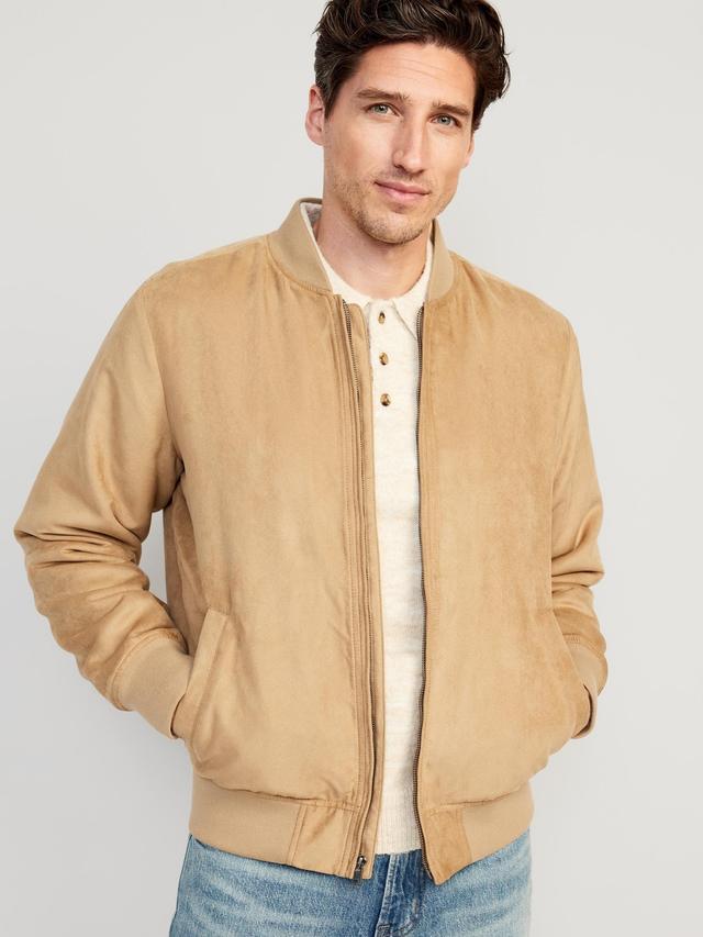 Faux-Suede Bomber Jacket Product Image