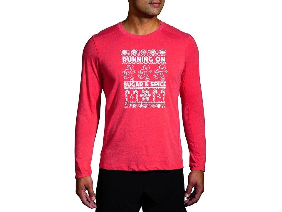 Brooks Distance Long Sleeve Tee 2.0 Run Merry 23) Men's Clothing Product Image