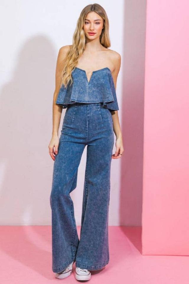 An Acid Washed Denim Jumpsuit Product Image