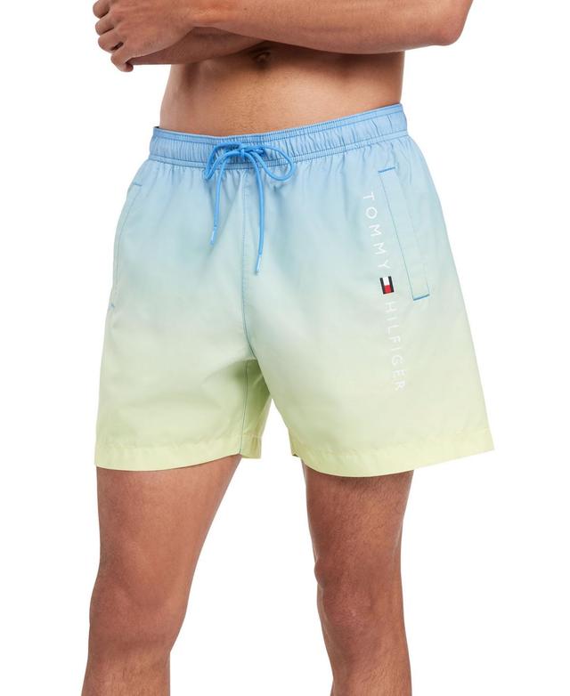 Tommy Hilfiger Mens Ombre Medium Length Drawstring 5 Swim Trunks - Ombre Coral Blossom Product Image