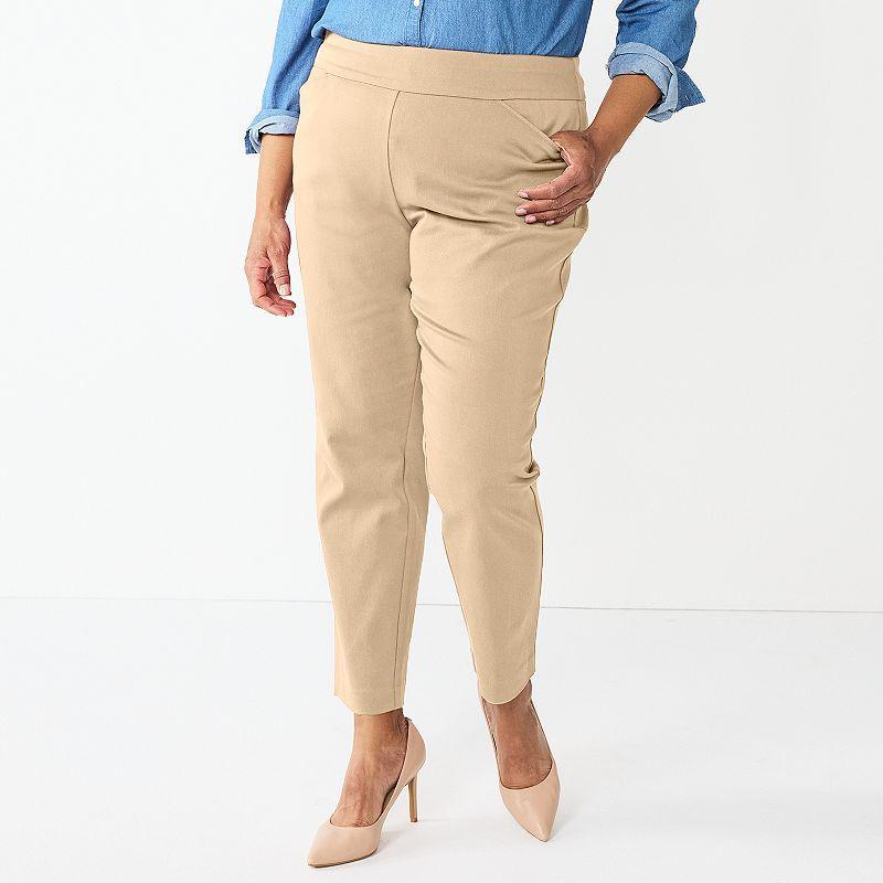 Plus Size Womens Croft & Barrow Effortless Stretch Pull-On Straight-Leg Pants Product Image