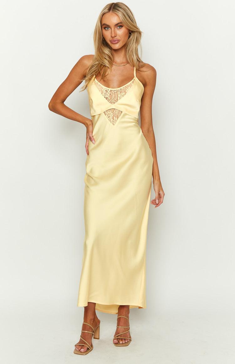 Elery Light Yellow Midi Dress Product Image