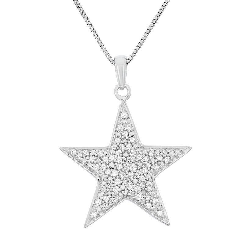 1/4 Carat T.W. Diamond Sterling Silver Star Pendant Necklace, Womens White Product Image