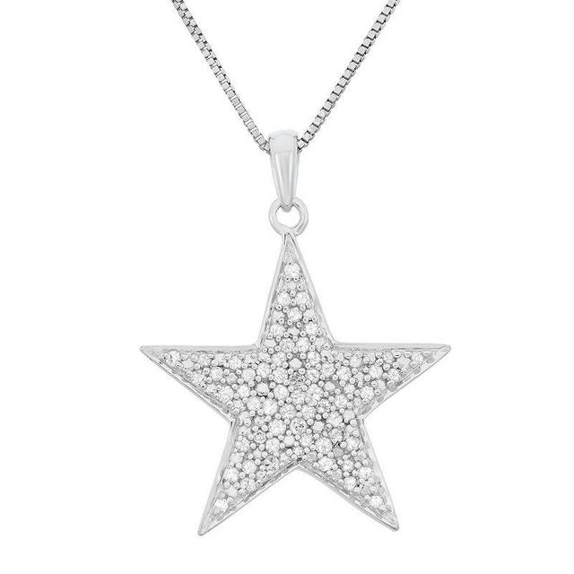 1/4 Carat T.W. Diamond Sterling Silver Star Pendant Necklace, Womens White Product Image