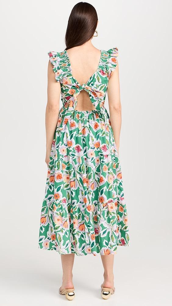 English Factory Back Bow Floral Midi Dress | Shopbop Product Image