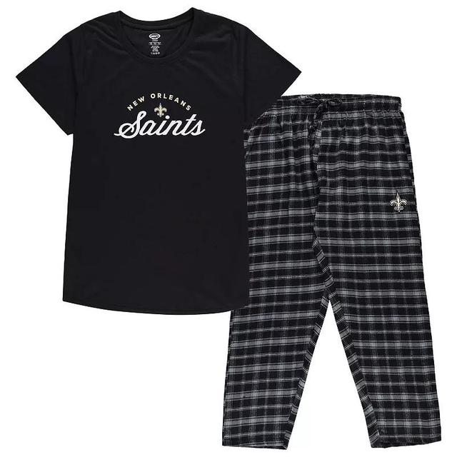 Womens Concepts Sport New Orleans Saints Plus Size Badge T-Shirt & Flannel Pants Sleep Set Product Image