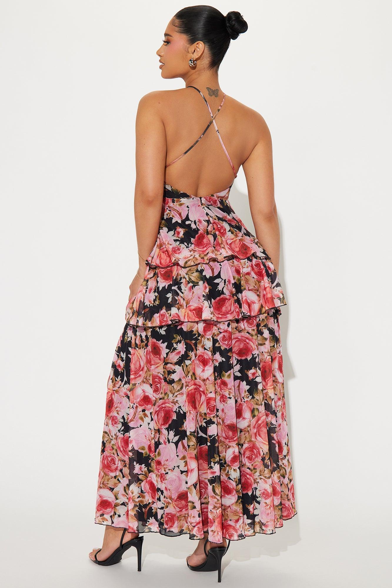 Celeste Floral Mesh Maxi Dress - Black/combo Product Image