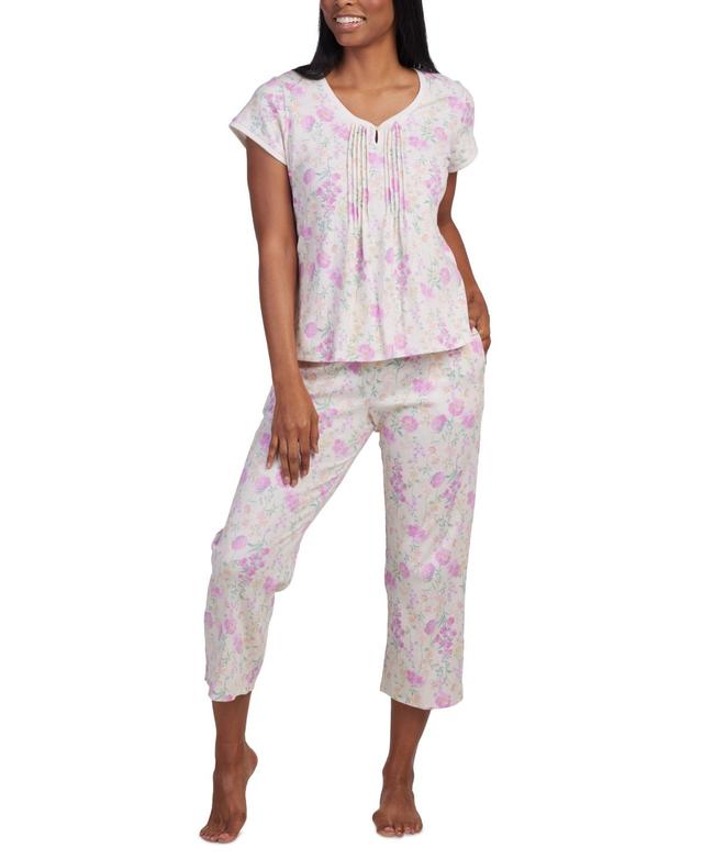 Miss Elaine Womens 2-Pc. Cropped Floral Pajamas Set Product Image