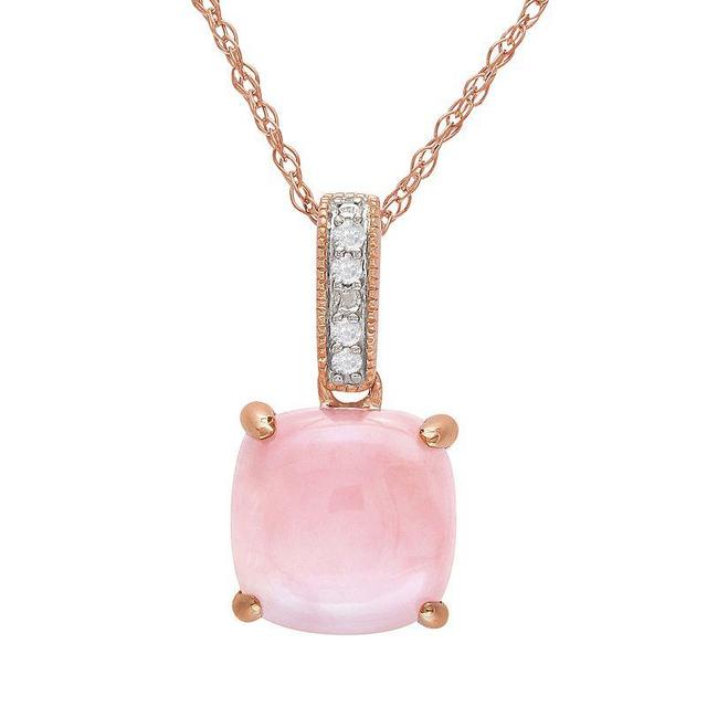 Stella Grace 10k Rose Gold Pink Opal and Diamond Accent Pendant, Womens Product Image