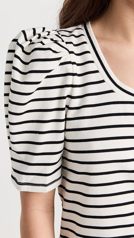 English Factory Stripe Pleated Puff Sleeve Top | Shopbop Product Image