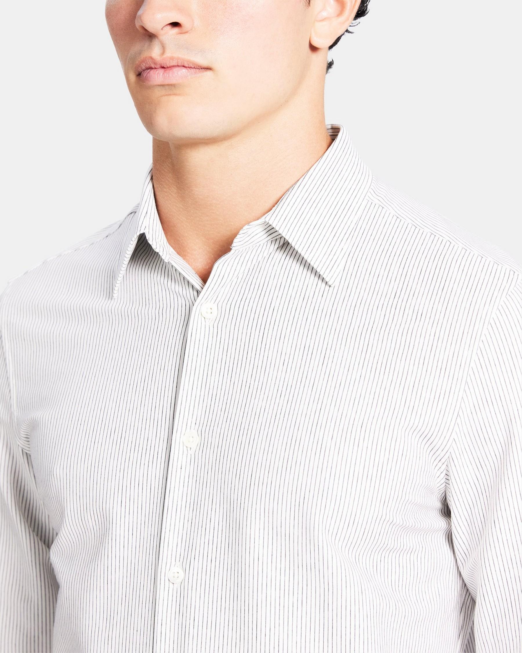 Tailored Shirt in Striped Structure Knit Product Image