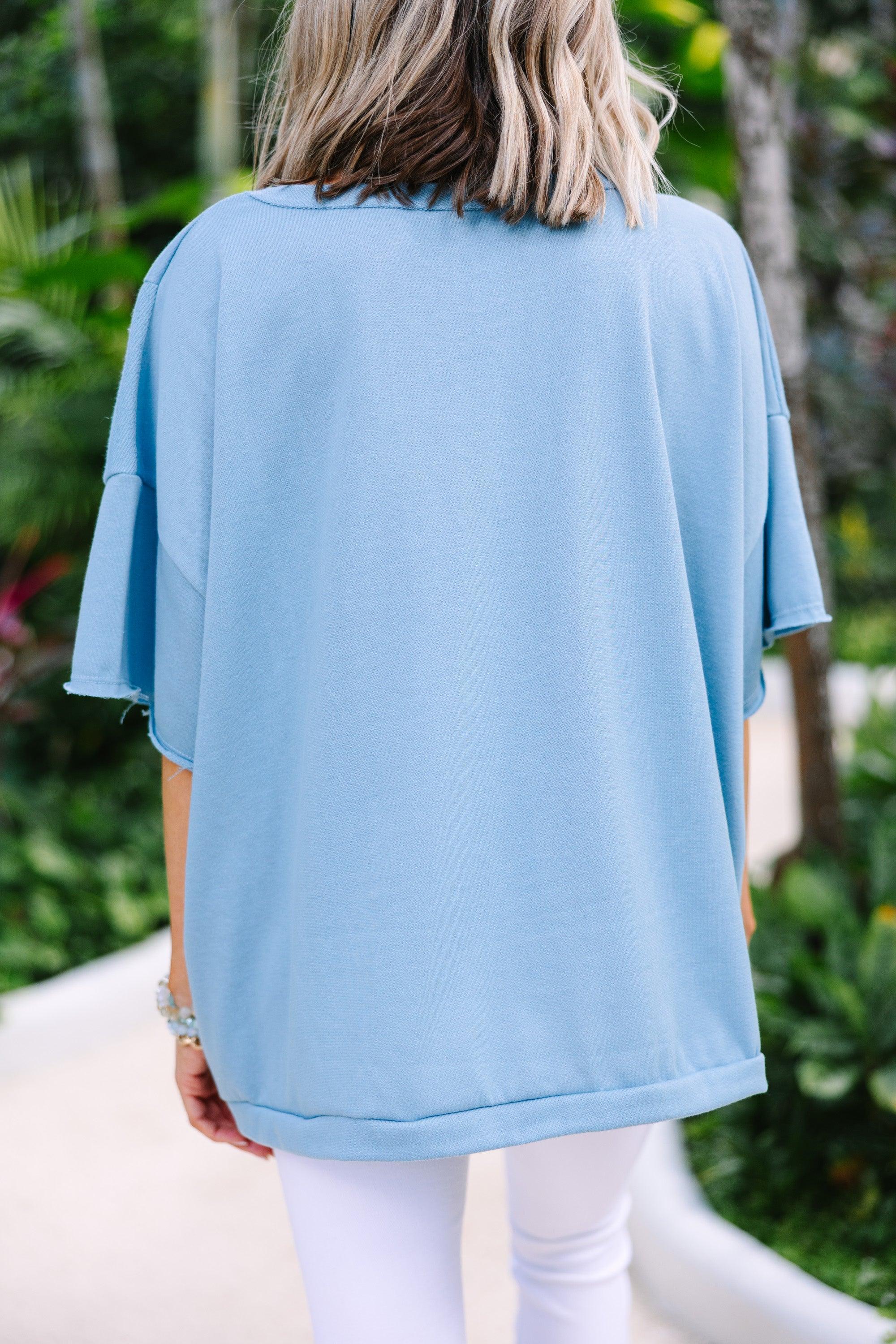 Easy For You Denim Blue Oversized Top Female Product Image