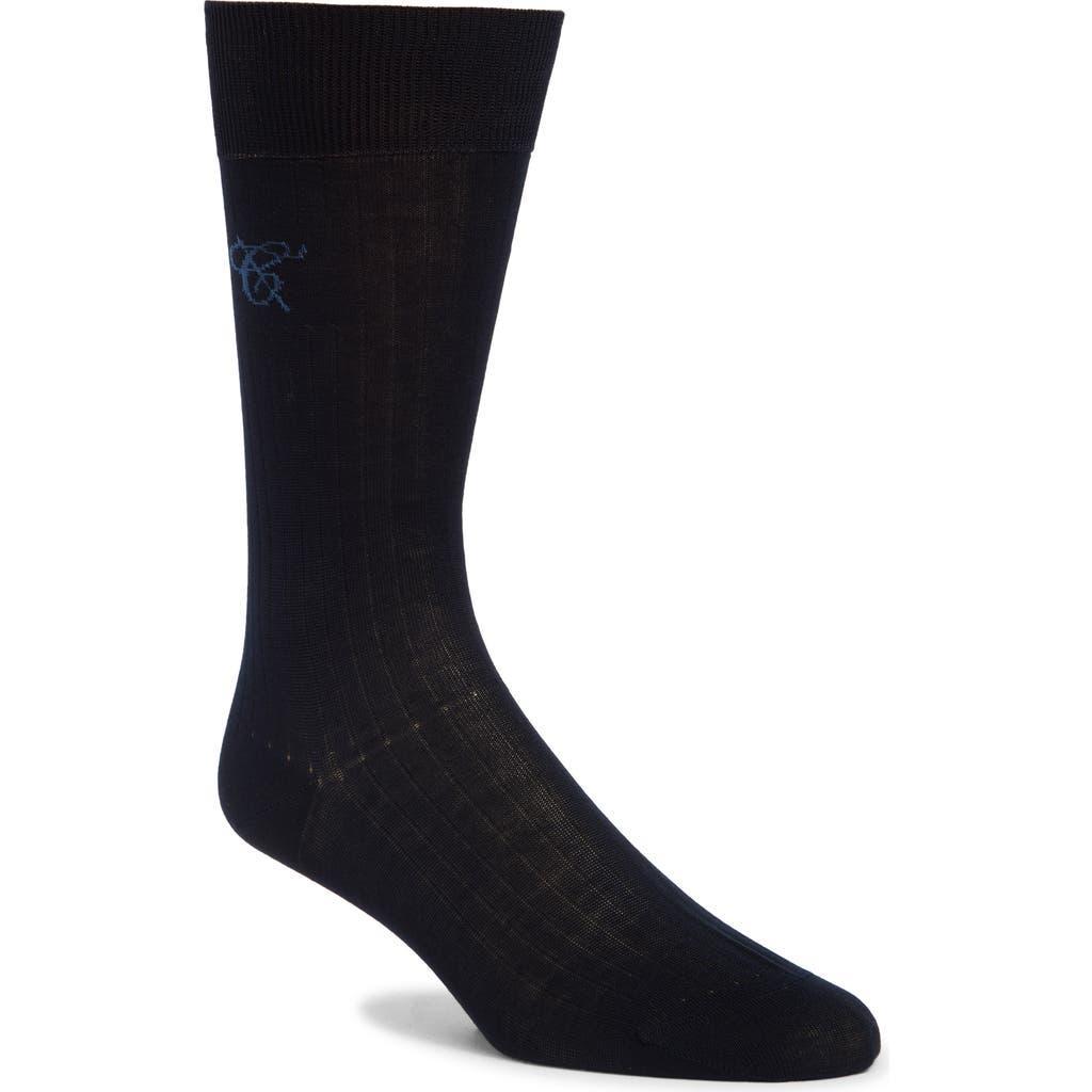 CANALI Solid Cotton Dress Socks In Navy Product Image