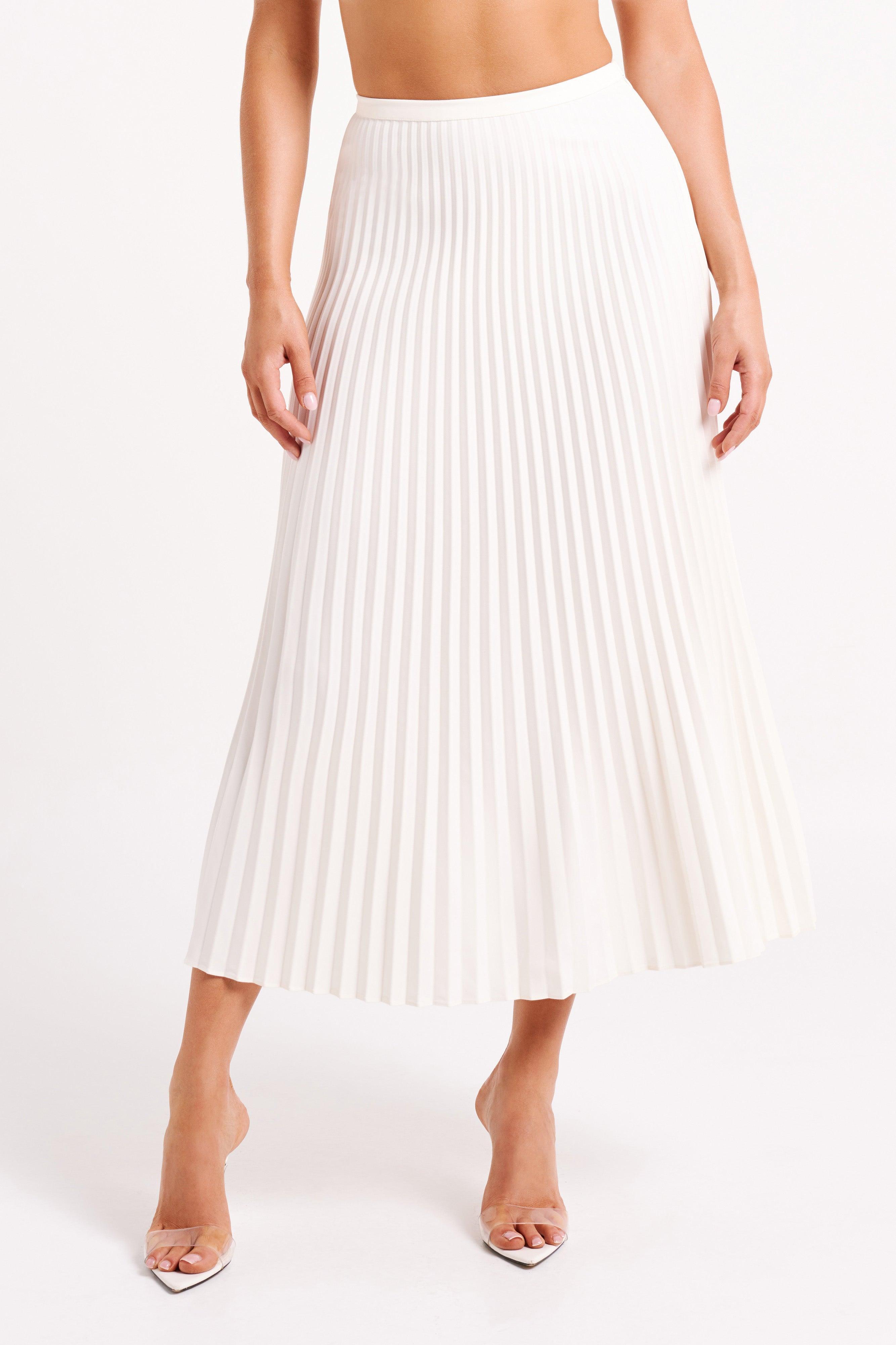 Twyla Pleated Suiting Maxi Skirt - Ivory Product Image