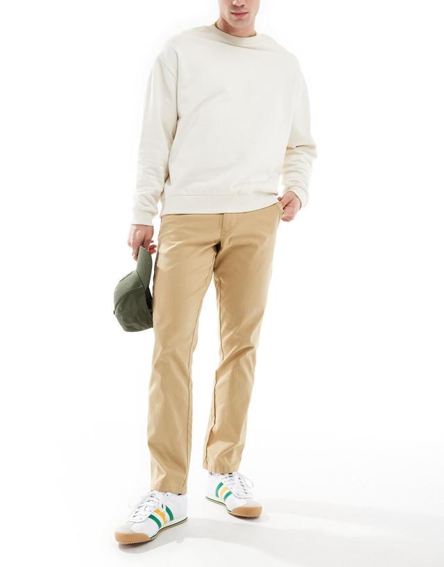 ASOS DESIGN slim chinos in beige Product Image