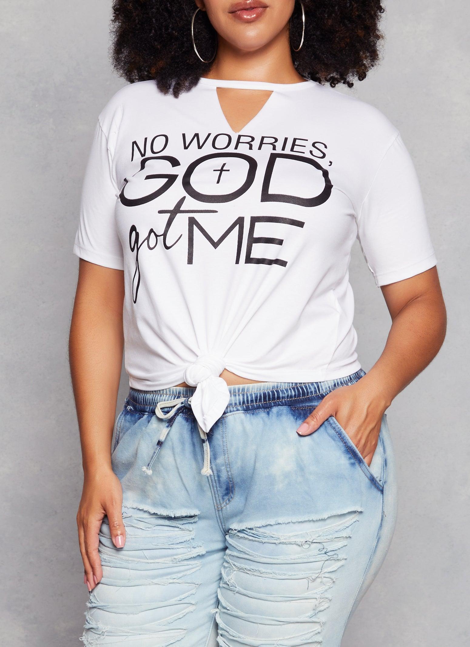 Womens Plus Size No Worries God Got Me Graphic Tee Product Image