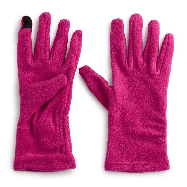 Womens Cuddl Duds Fleece Side Ruched Gloves, Pink Product Image