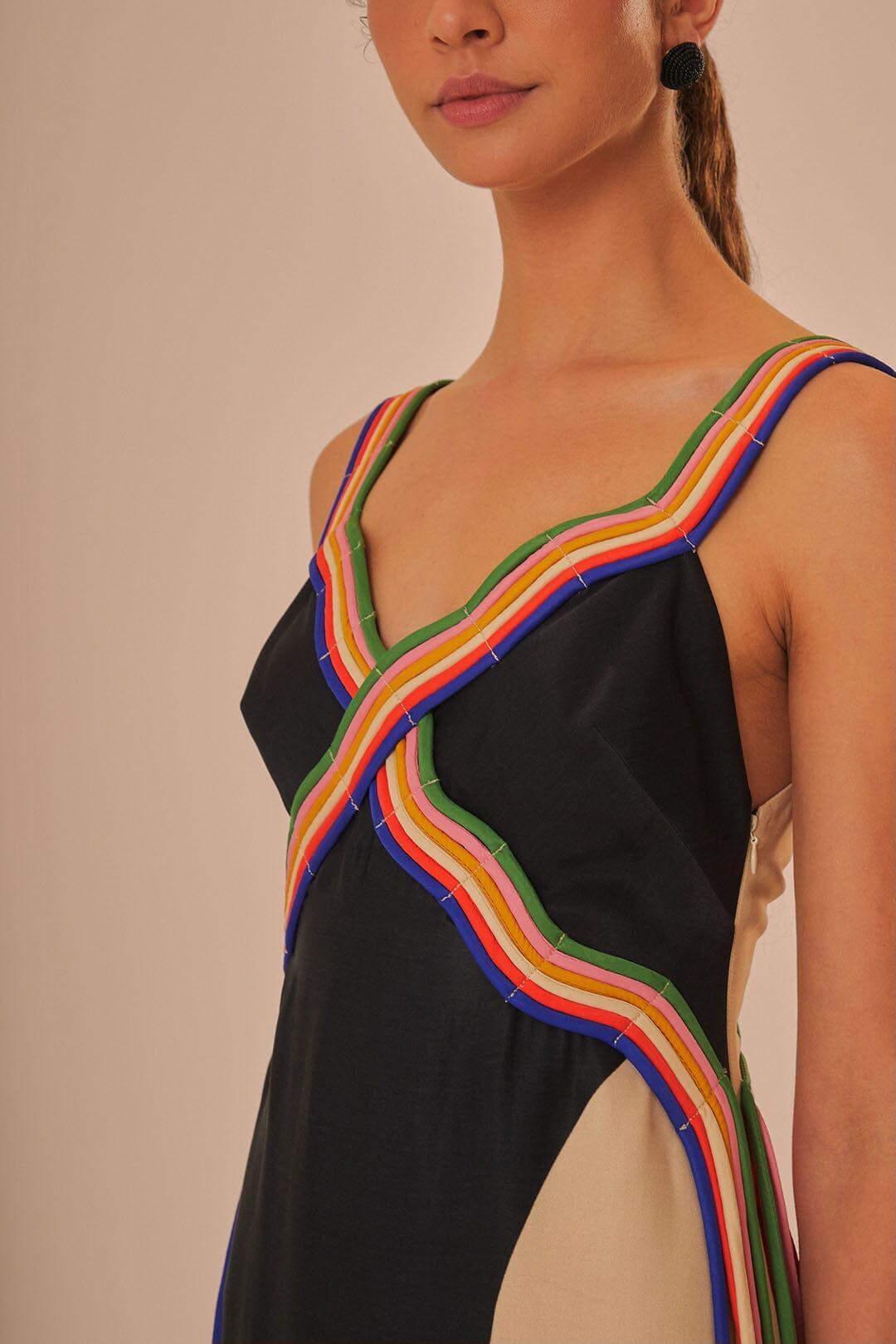 Multicolor Surreal Sleeveless Midi Dress Product Image