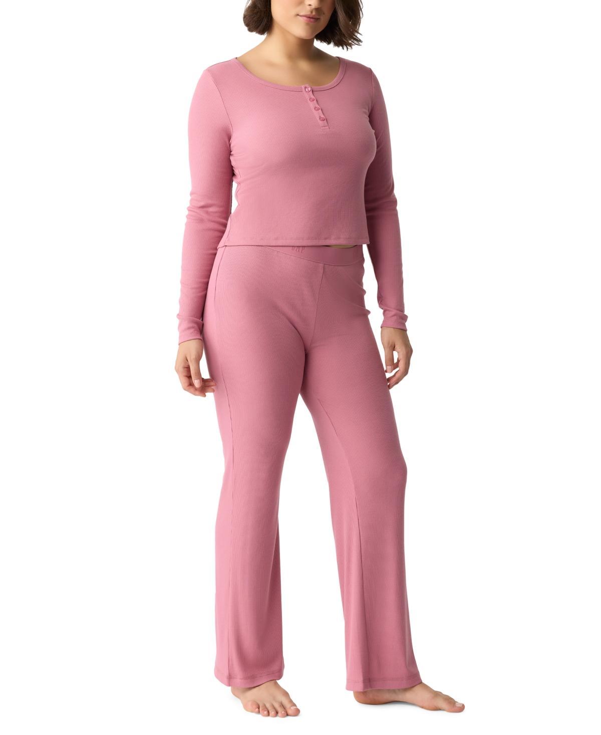 Gap GapBody Womens Ribbed High-Rise Pajama Pants Product Image