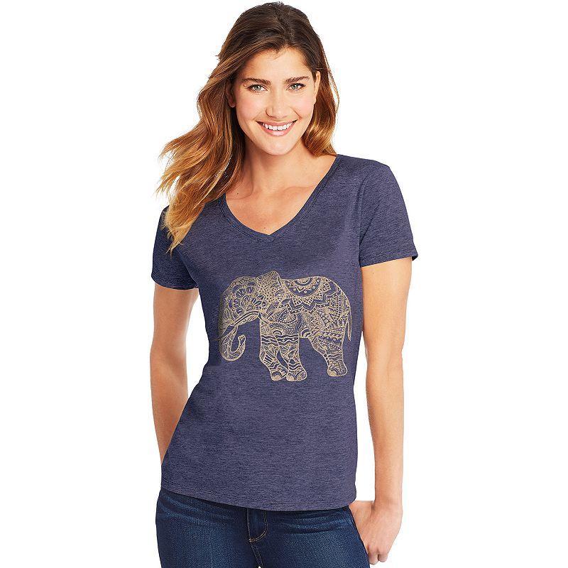 Womens Hanes Graphic Tee Blue Product Image