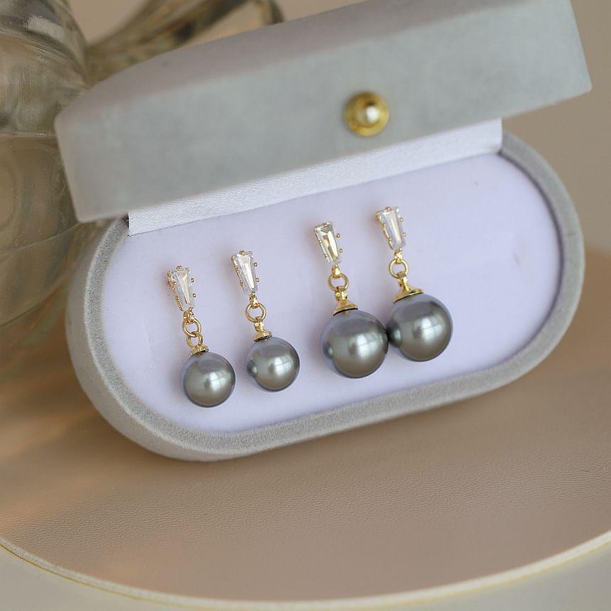 Rhinestone Faux Pearl Drop Earring Product Image