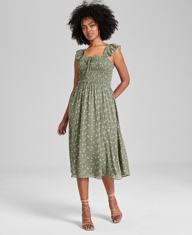 Women's Smocked Ruffle-Strap Midi Dress, Created for Macy's  Product Image