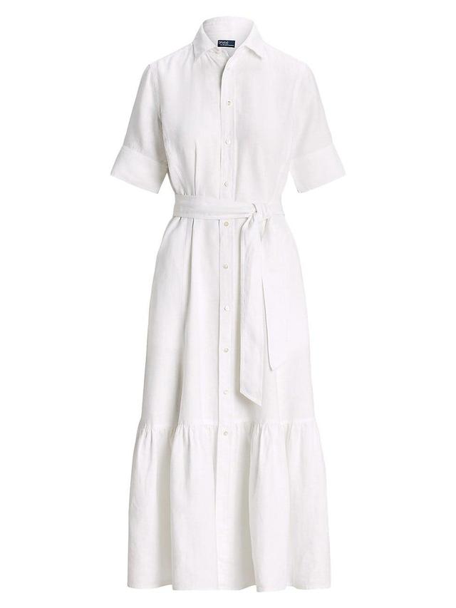 Womens Linen Belted Shirtdress Product Image