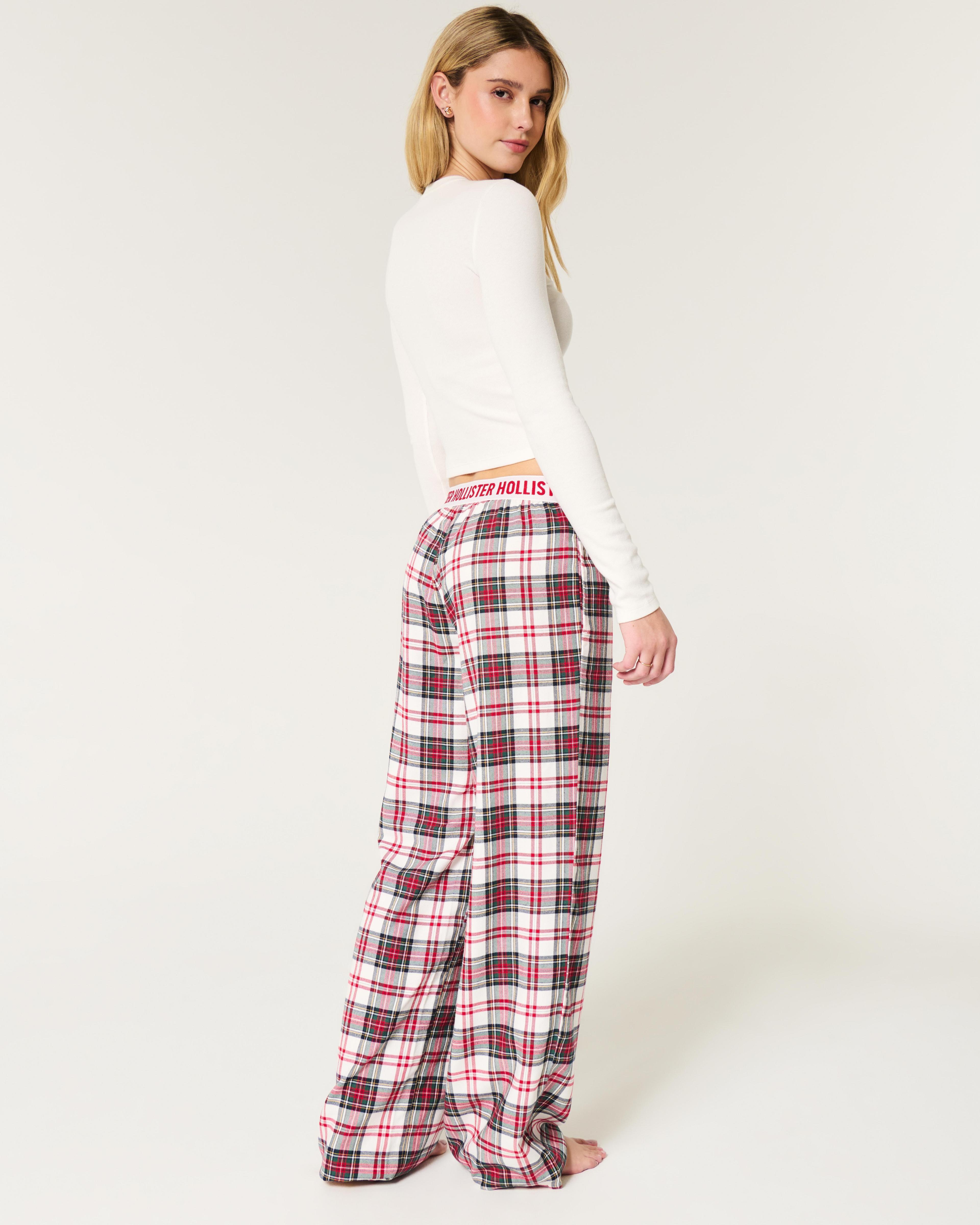 Long-Sleeve Graphic Tee & Flannel Pajama Pants Set Product Image